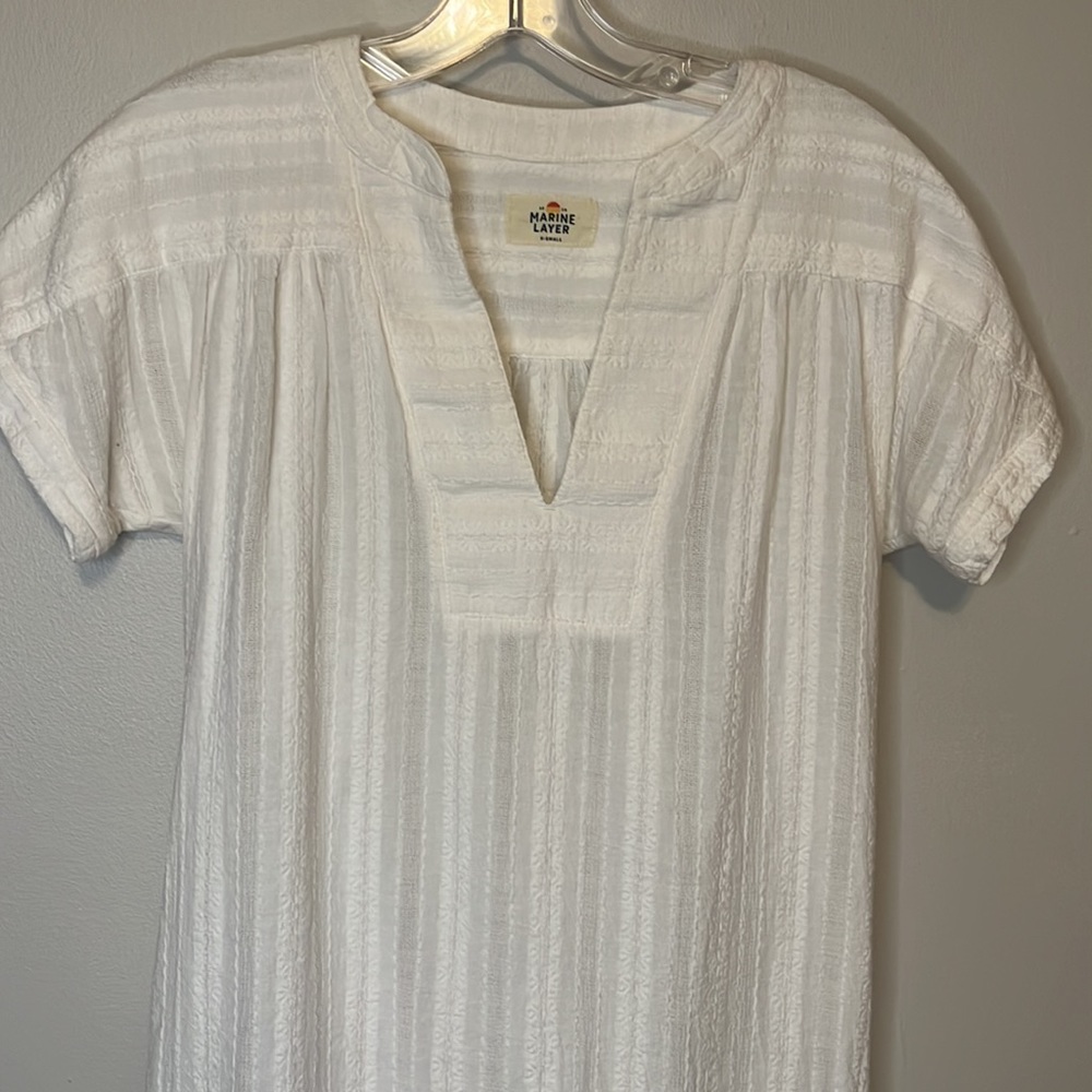 Marine Layer Cream Short Sleeve Swim Coverup Dress - Picture 5 of 7
